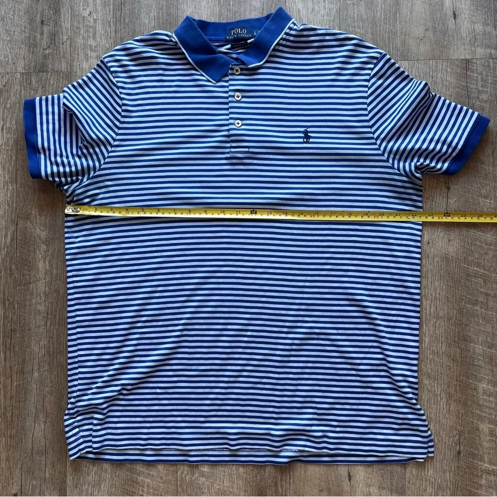 Polo Ralph Lauren Men's Classic Fit Striped Stretch Polo Shirt-Blue-Size L